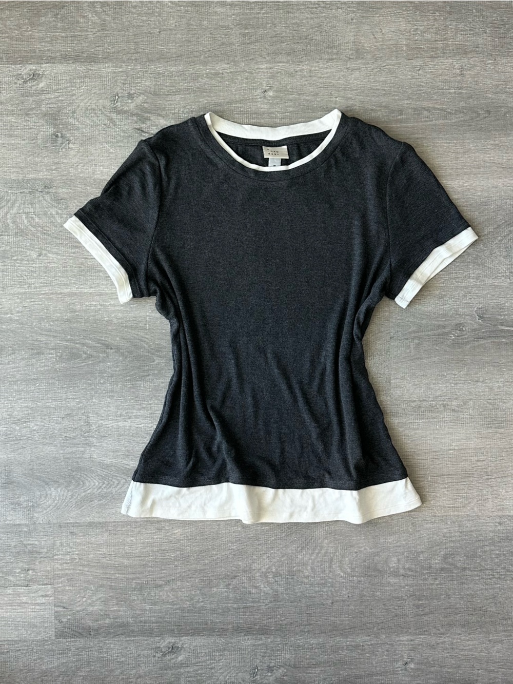Y2K a new day Grey & White Layered Short-Sleeve Top Cottagecore